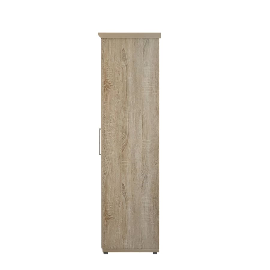 Armoire 4 portes 7 &eacute;tag&egrave;res et penderie couleur ch&ecirc;ne clair